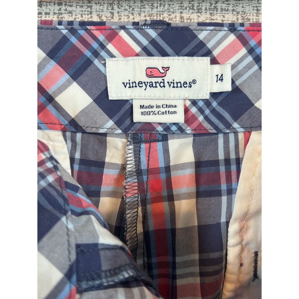 Vineyard Vines Plaid Navy Red Cream Girls Shorts